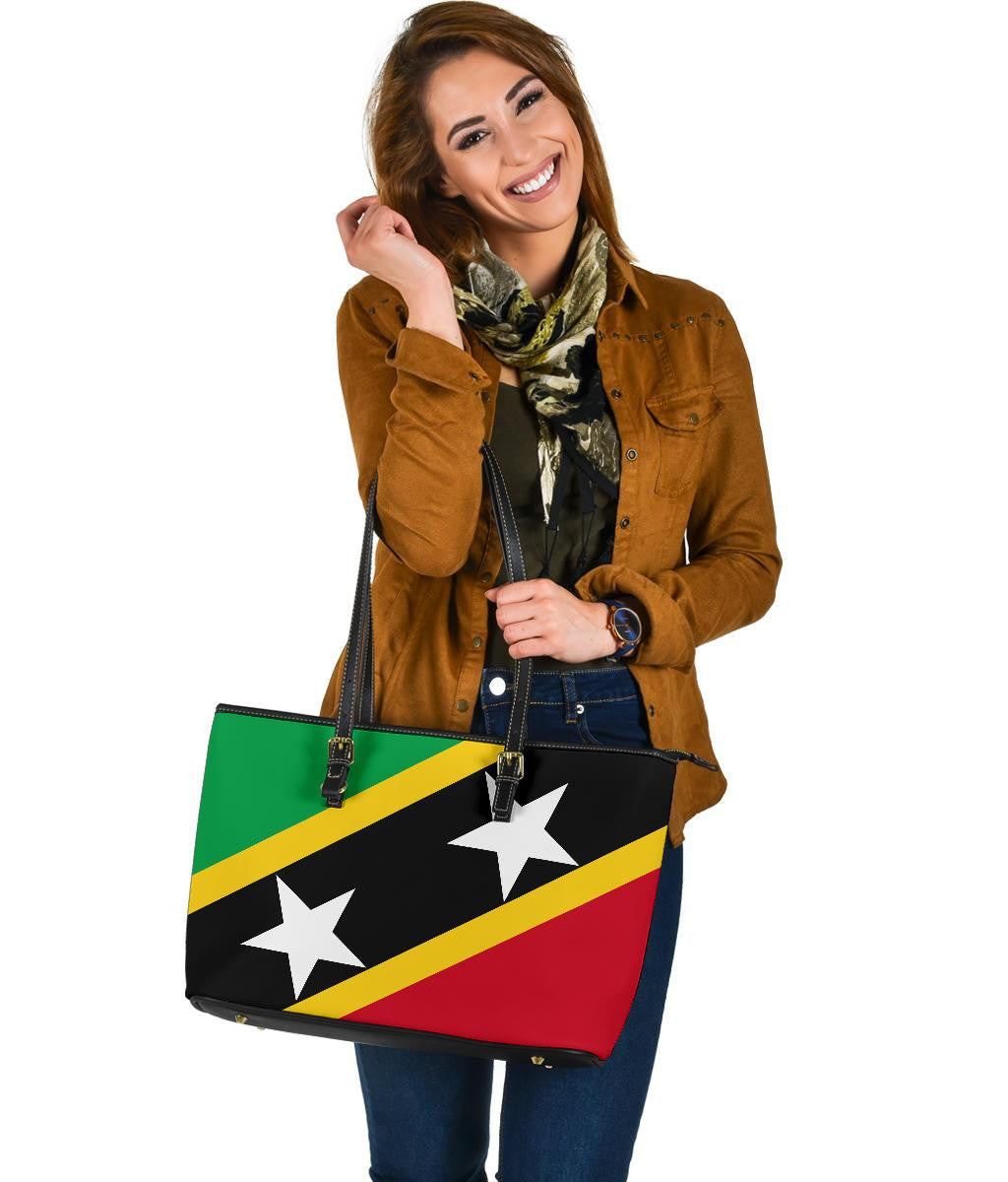 Saint Kitts and Nevis Leather Tote Bag Saint Kitts and Nevis Flag Style RLT6
