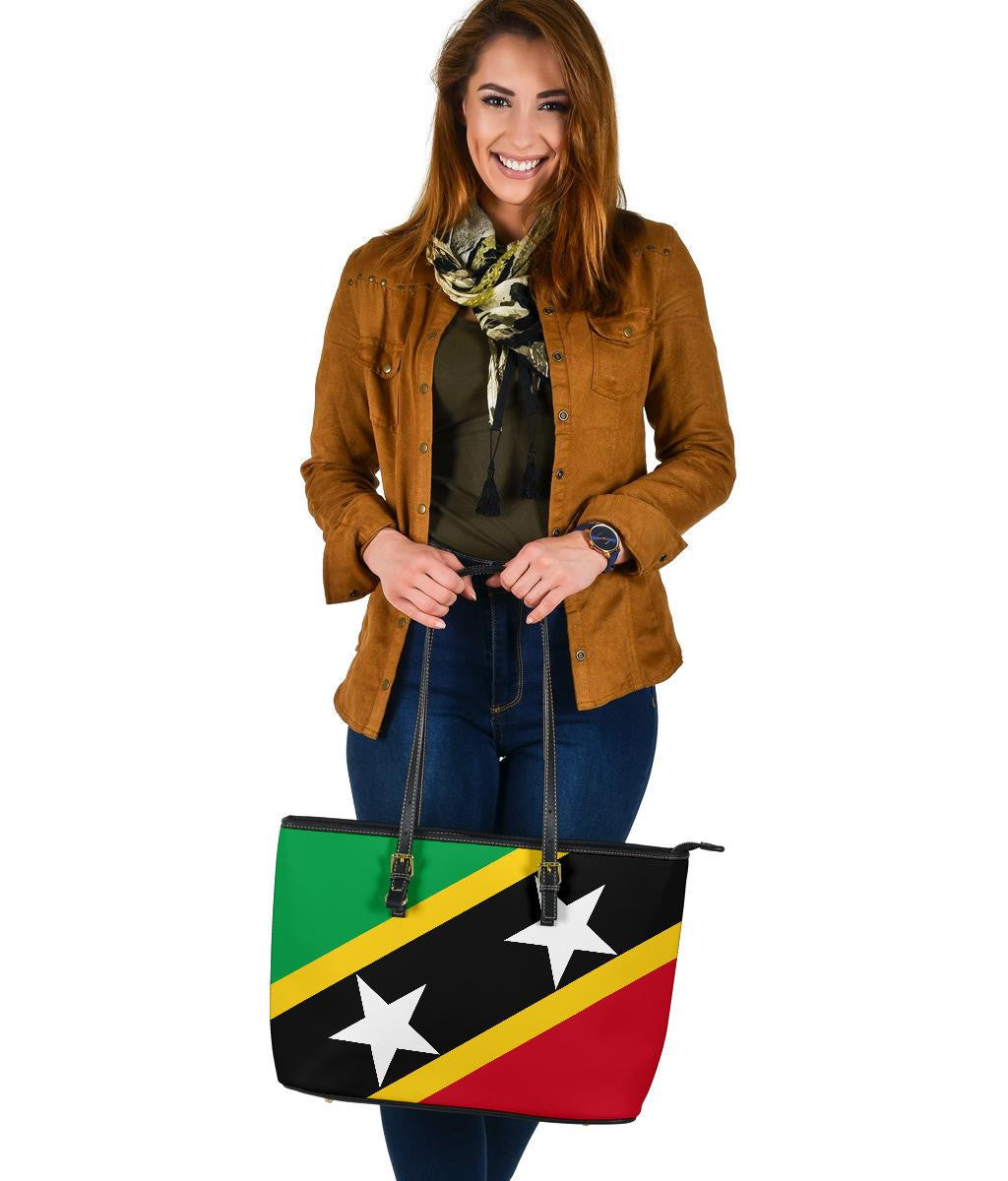 Saint Kitts and Nevis Leather Tote Bag Saint Kitts and Nevis Flag Style RLT6