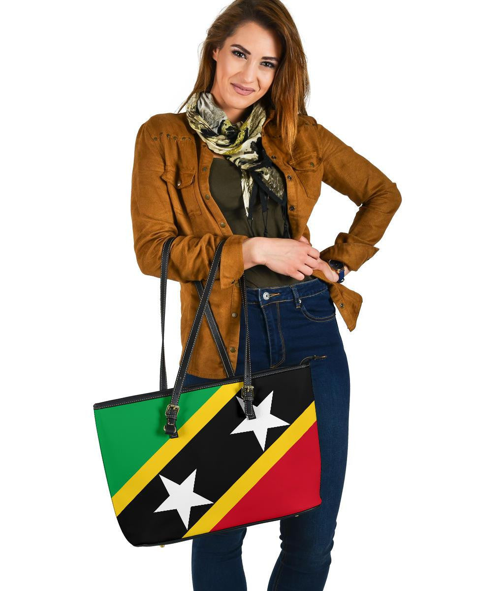 Saint Kitts and Nevis Leather Tote Bag Saint Kitts and Nevis Flag Style RLT6