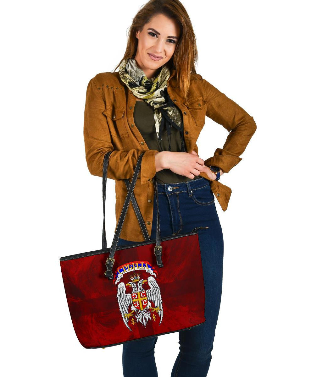 Serbia Leather Tote Bag Best Serbian Eagle Tattoo RLT7