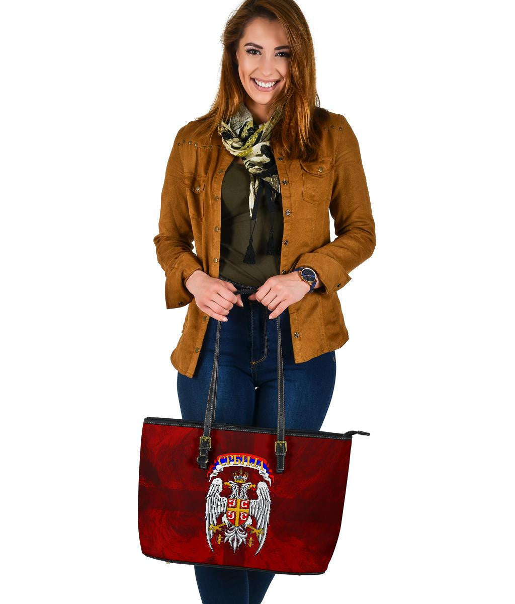 Serbia Leather Tote Bag Best Serbian Eagle Tattoo RLT7