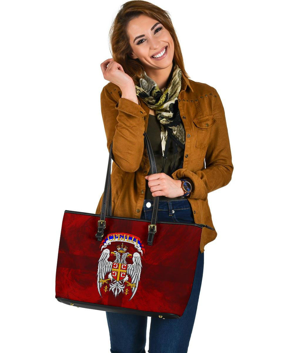 Serbia Leather Tote Bag Best Serbian Eagle Tattoo RLT7