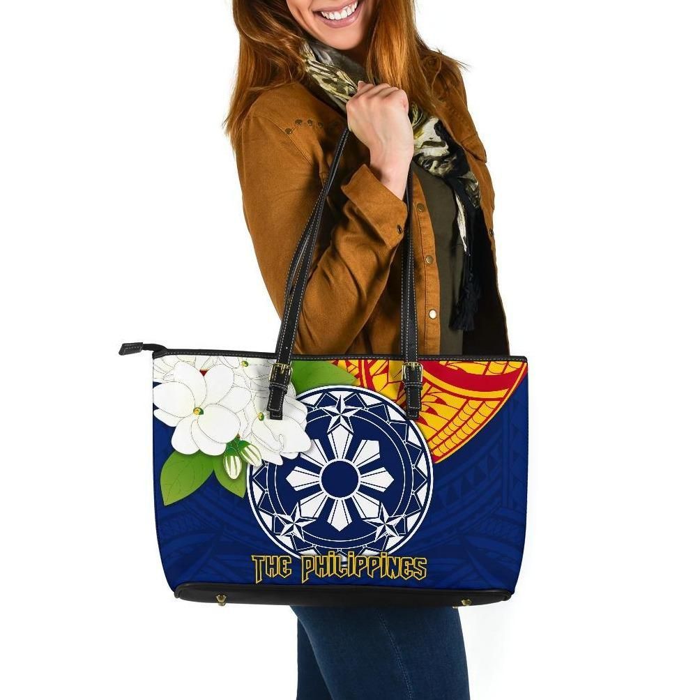 The Philippines Leather Tote Bag Filipino Sampaguita RLT6