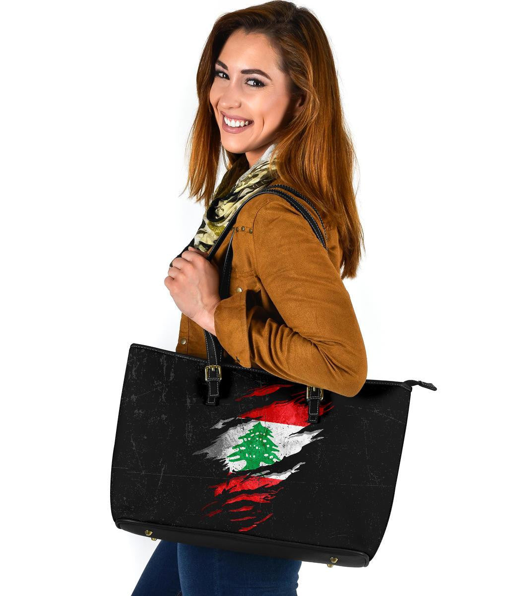Lebanon In Me Leather Tote - Special Grunge Style RLT6