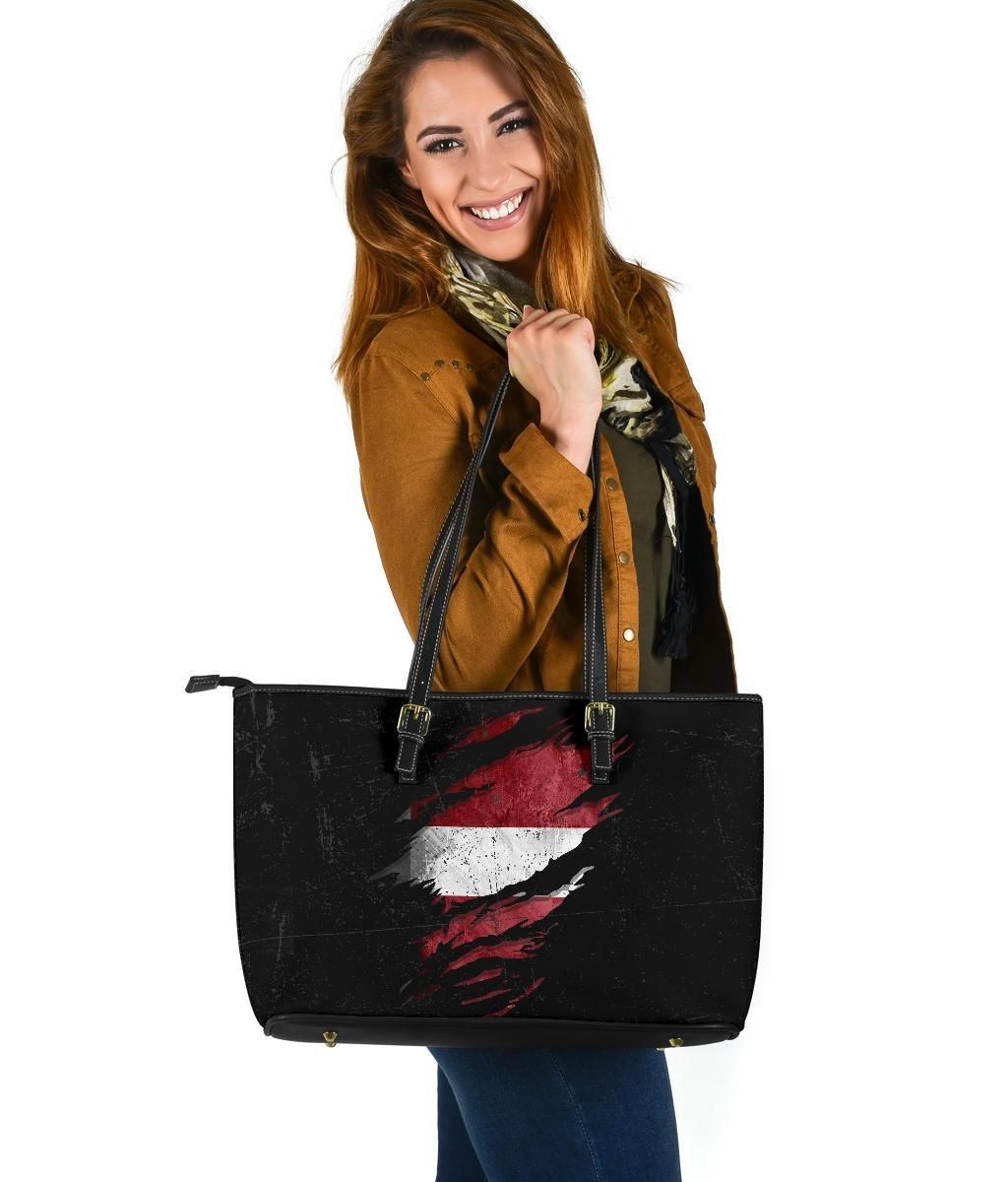 Latvia In Me Leather Tote - Special Grunge Style RLT6