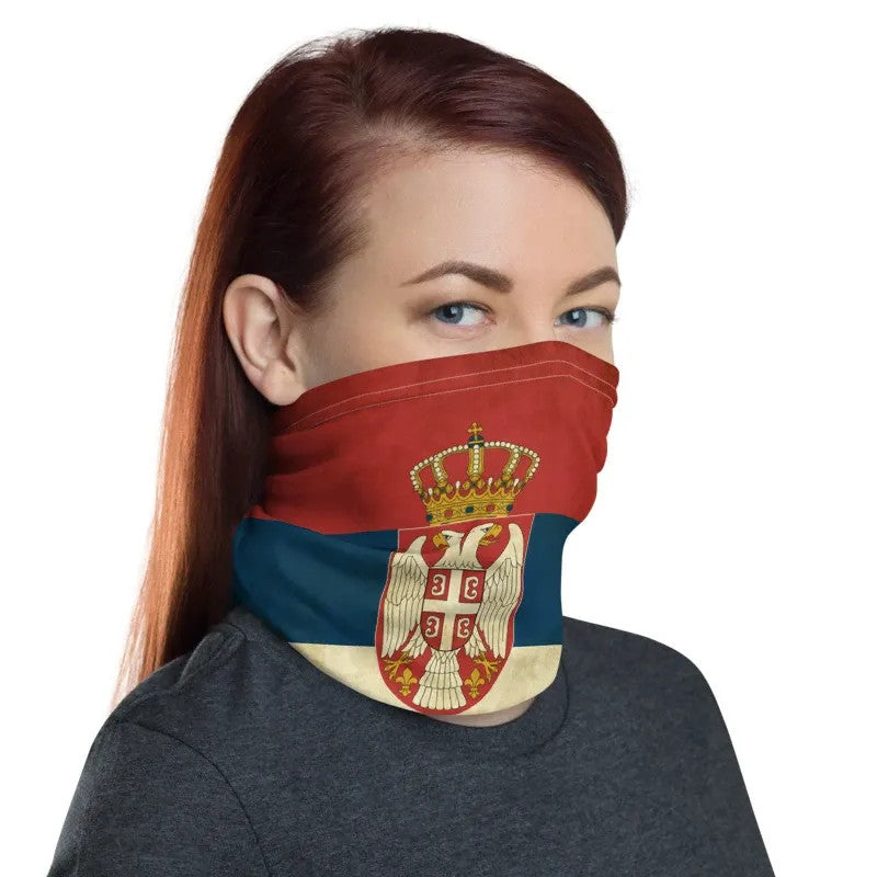 Serbia Neck Gaiter Grunge Flag Style RLT7