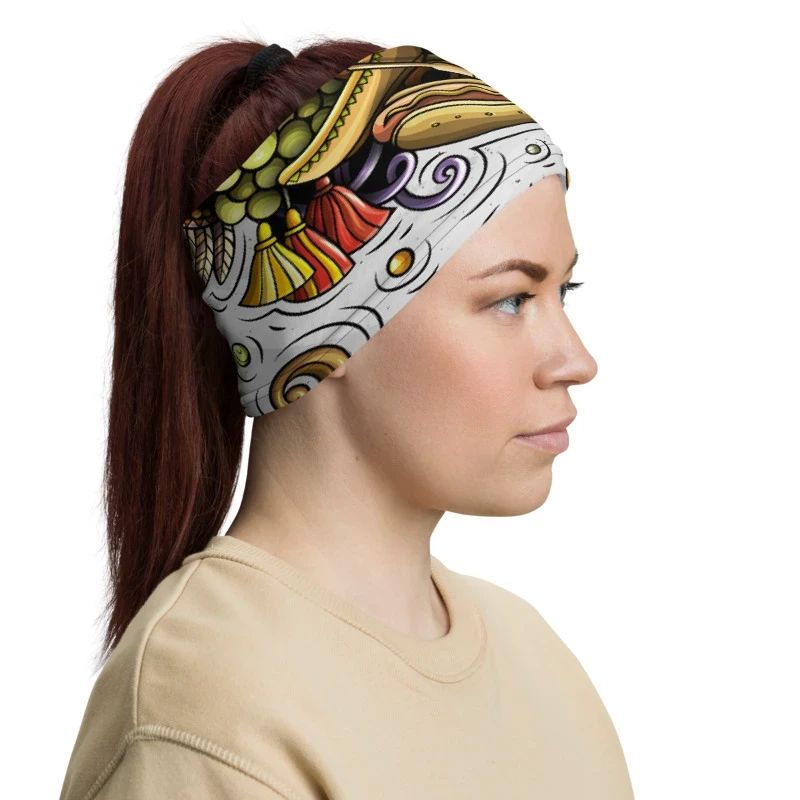 Chile Neck Gaiter Cartoon Symbols RLT7
