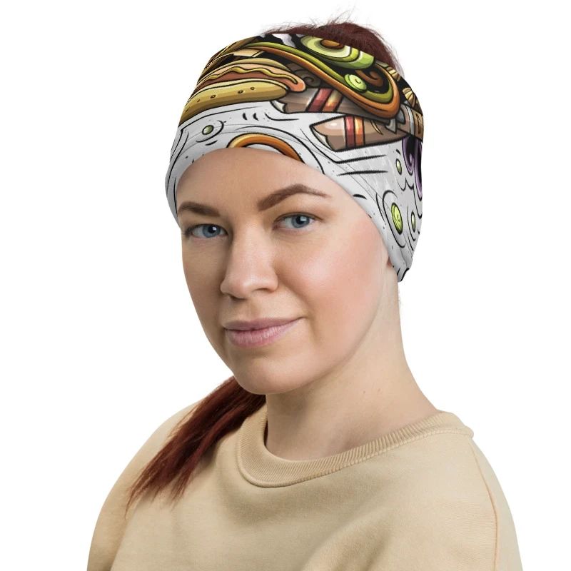 Chile Neck Gaiter Cartoon Symbols RLT7