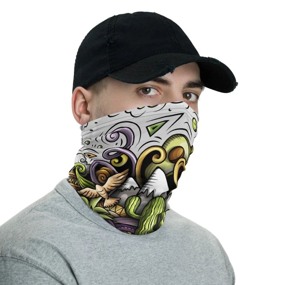 Chile Neck Gaiter Cartoon Symbols RLT7