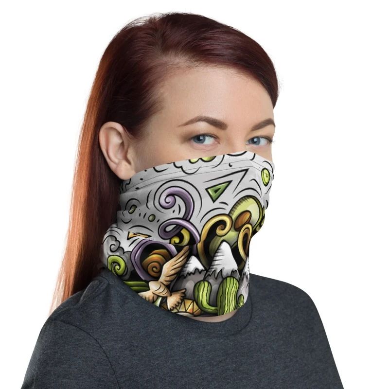 Chile Neck Gaiter Cartoon Symbols RLT7