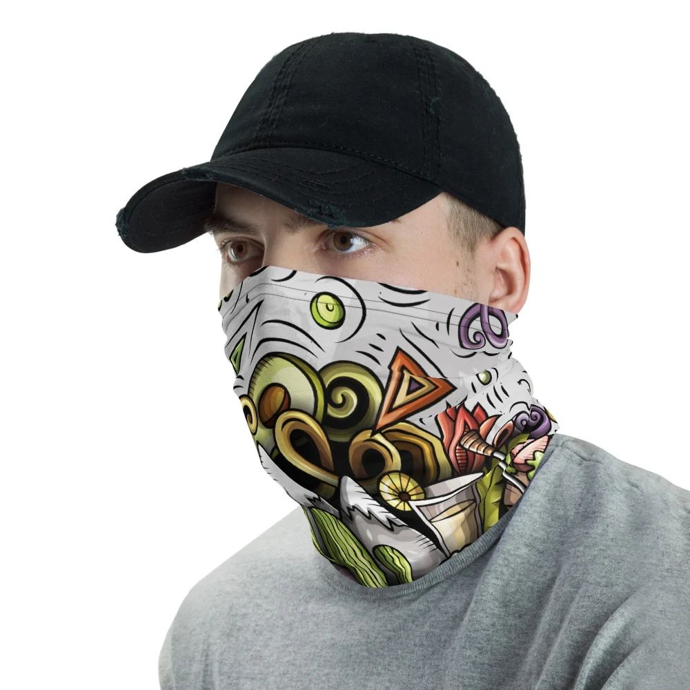 Chile Neck Gaiter Cartoon Symbols RLT7
