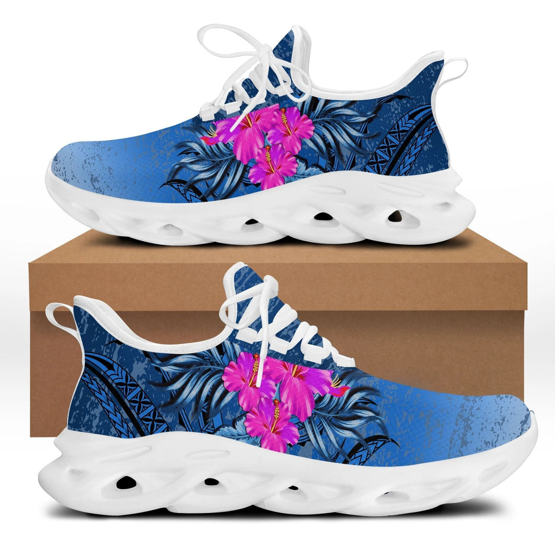 Polynesian Footwear Hawaii Hibiscus Flower Polynesian Clunky Sneakers Jon Style LT10