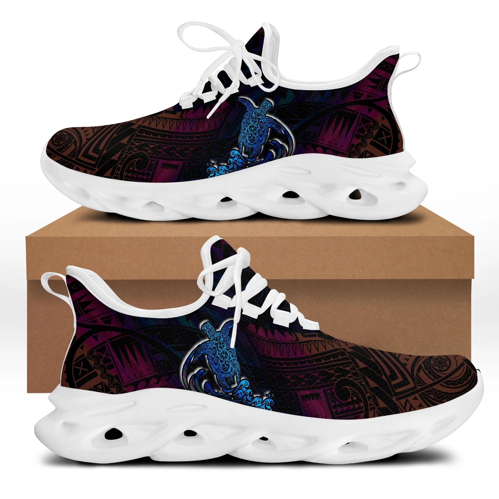 Polynesian Footwear Hawaii Sea Turtle Polynesian Clunky Sneakers Opulent Style LT10