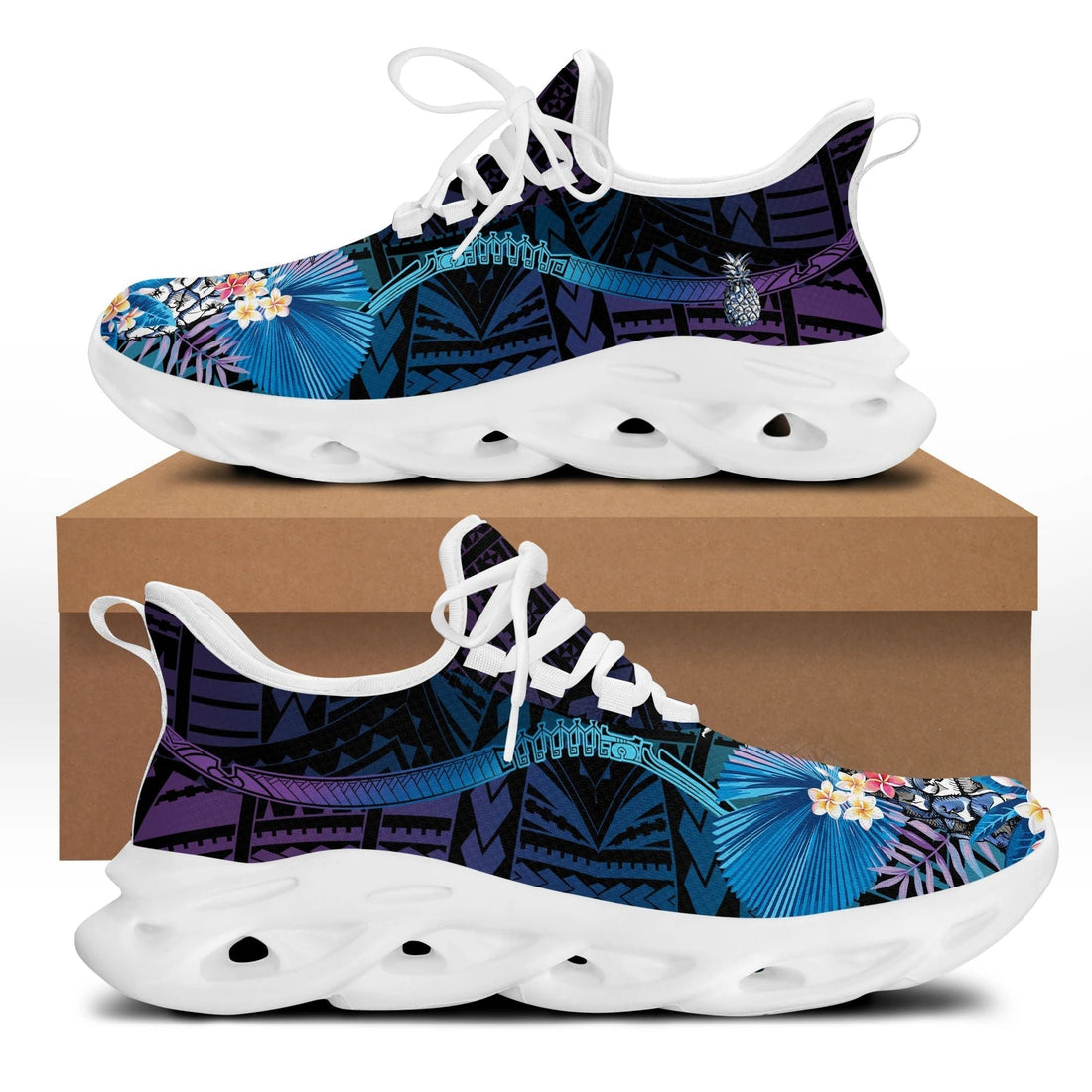 Polynesian Footwear Hawaii Pineapple Tropical Polynesian Clunky Sneakers Haki Style LT10