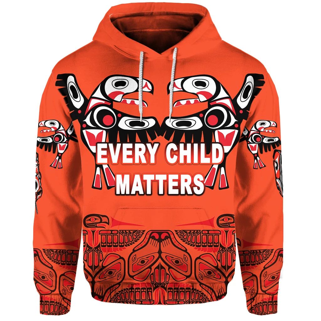 Orange Shirt Day Hoodie Every Child Matters Totem Bird Indigenous LT8