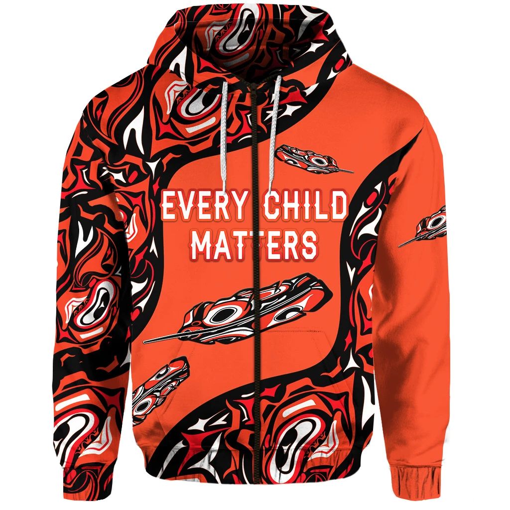 Orange Shirt Day Zip Hoodie Every Child Matters Aboriginal Feather LT8
