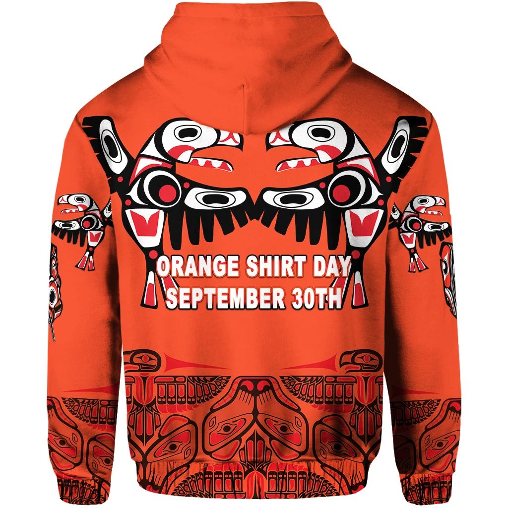 Orange Shirt Day Zip Hoodie Every Child Matters Totem Bird Indigenous LT8
