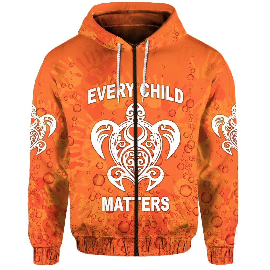 Orange Shirt Day Zip Hoodie Every Child Matters Baby Turtle With Heart LT8