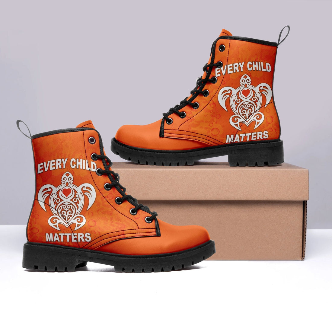 Orange Shirt Day Leather Boots Every Child Matters Baby Turtle With Heart LT8