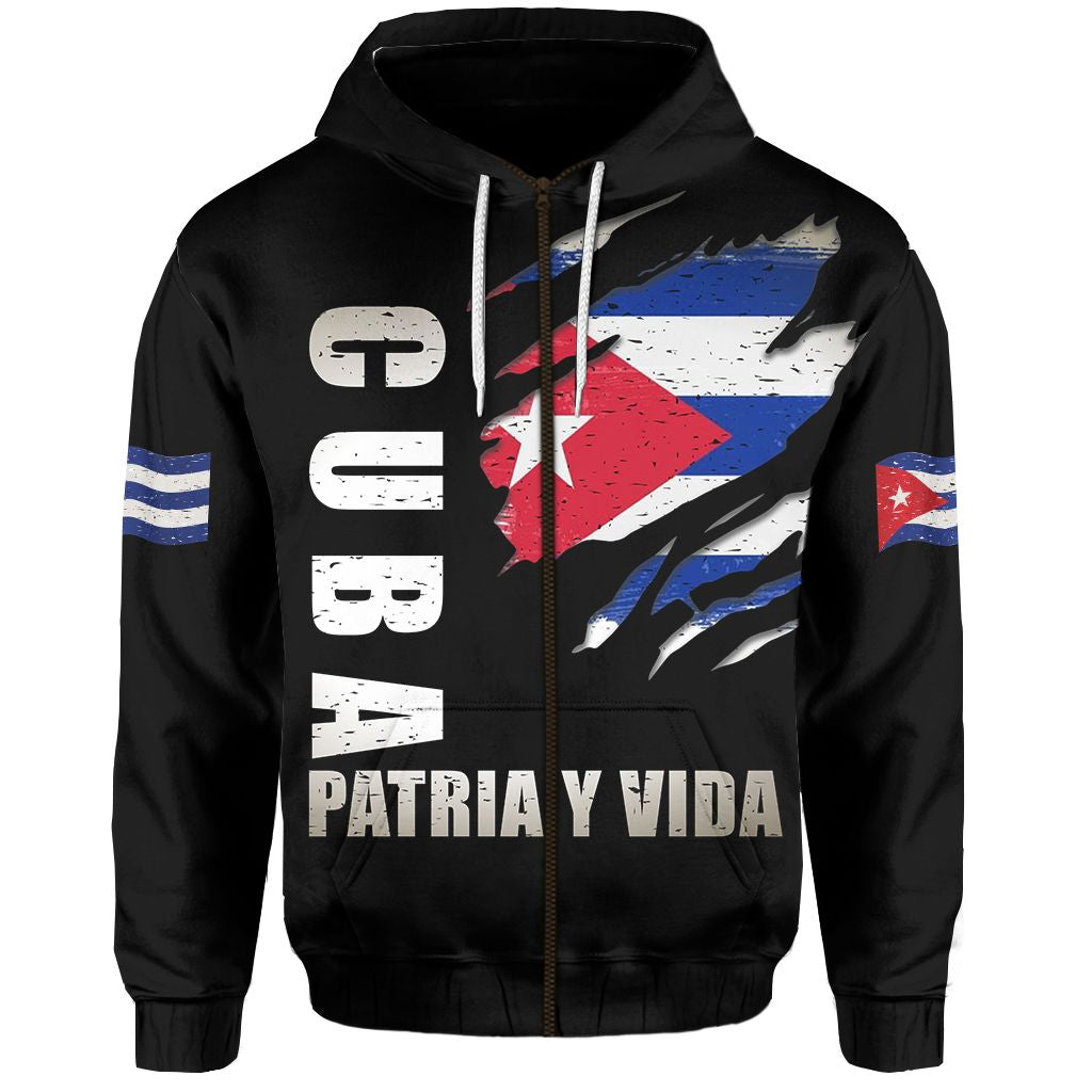 SOS Cuba Zip Hoodie Flag Grunge LT13