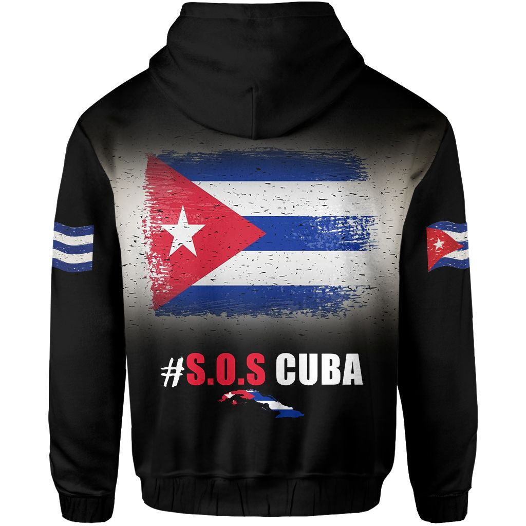 SOS Cuba Zip Hoodie Flag Grunge LT13