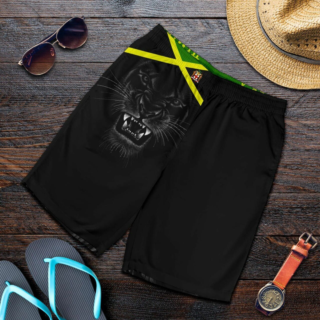 Jamaica Men Shorts Lion Flag Color LT13