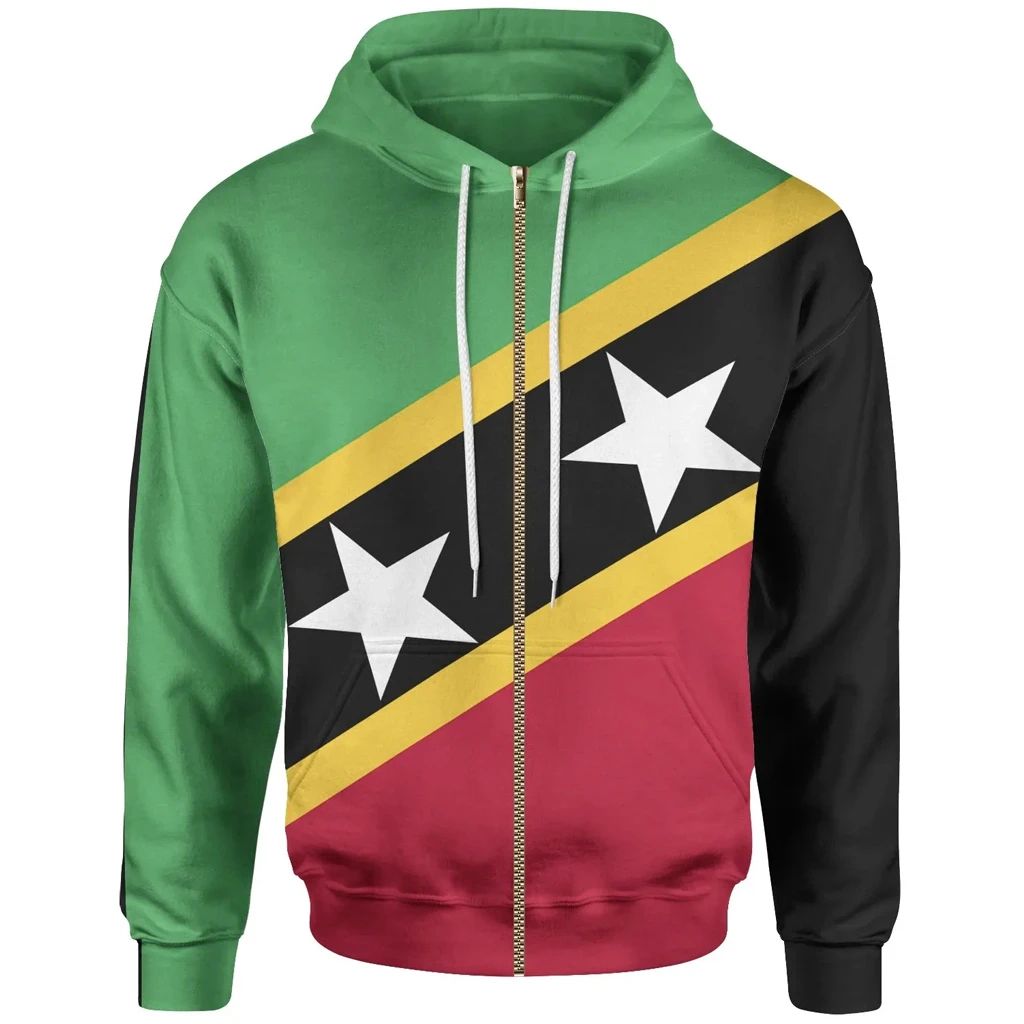 Saint Kitts and Nevis Zip Hoodie Saint Kitts and Nevis Flag Style LT13