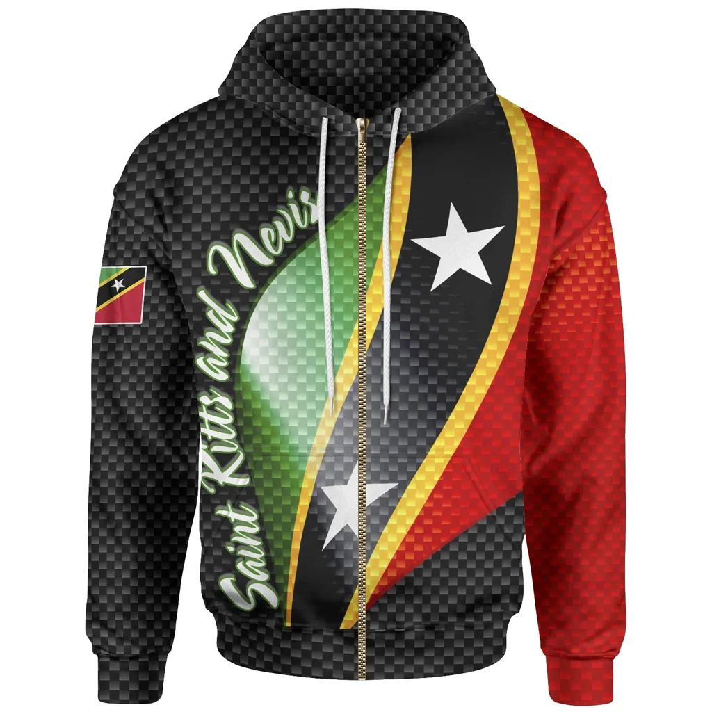 Saint Kitts and Nevis Zip Hoodie Saint Kitts and Nevis Flag LT13