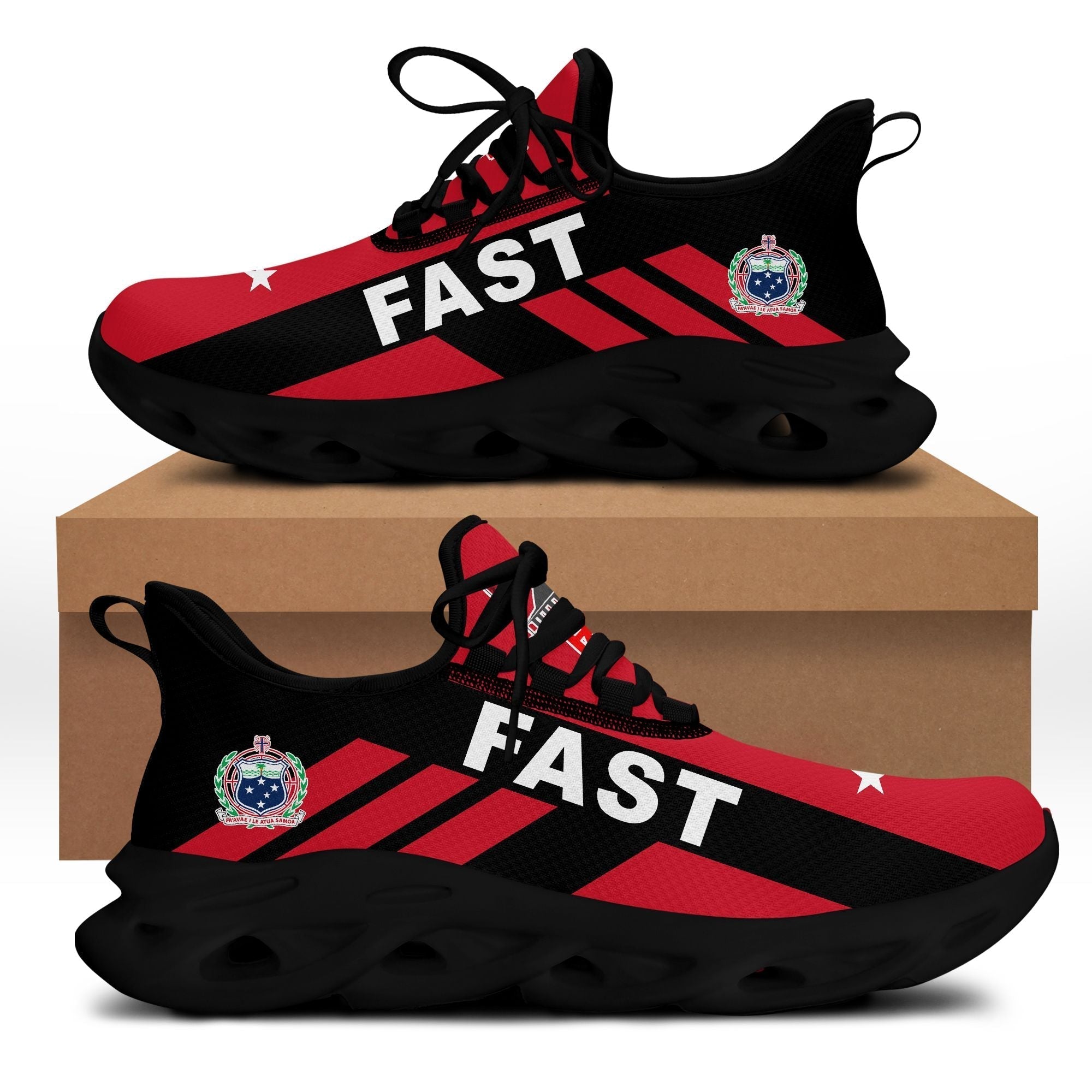 Polynesian Footwear FAST Party Samoa Flag Sport Clunky Sneakers LT10