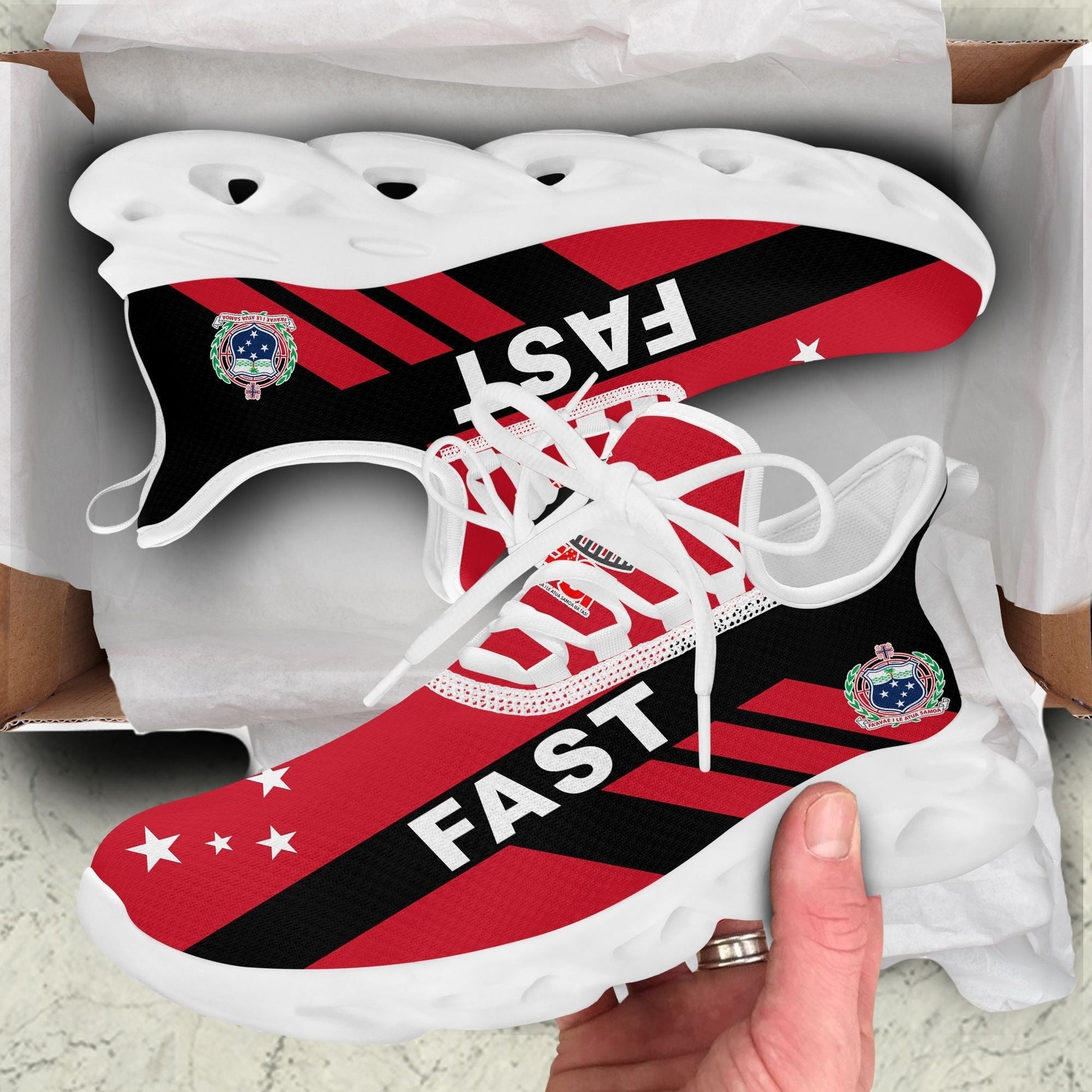 Polynesian Footwear FAST Party Samoa Flag Sport Clunky Sneakers LT10