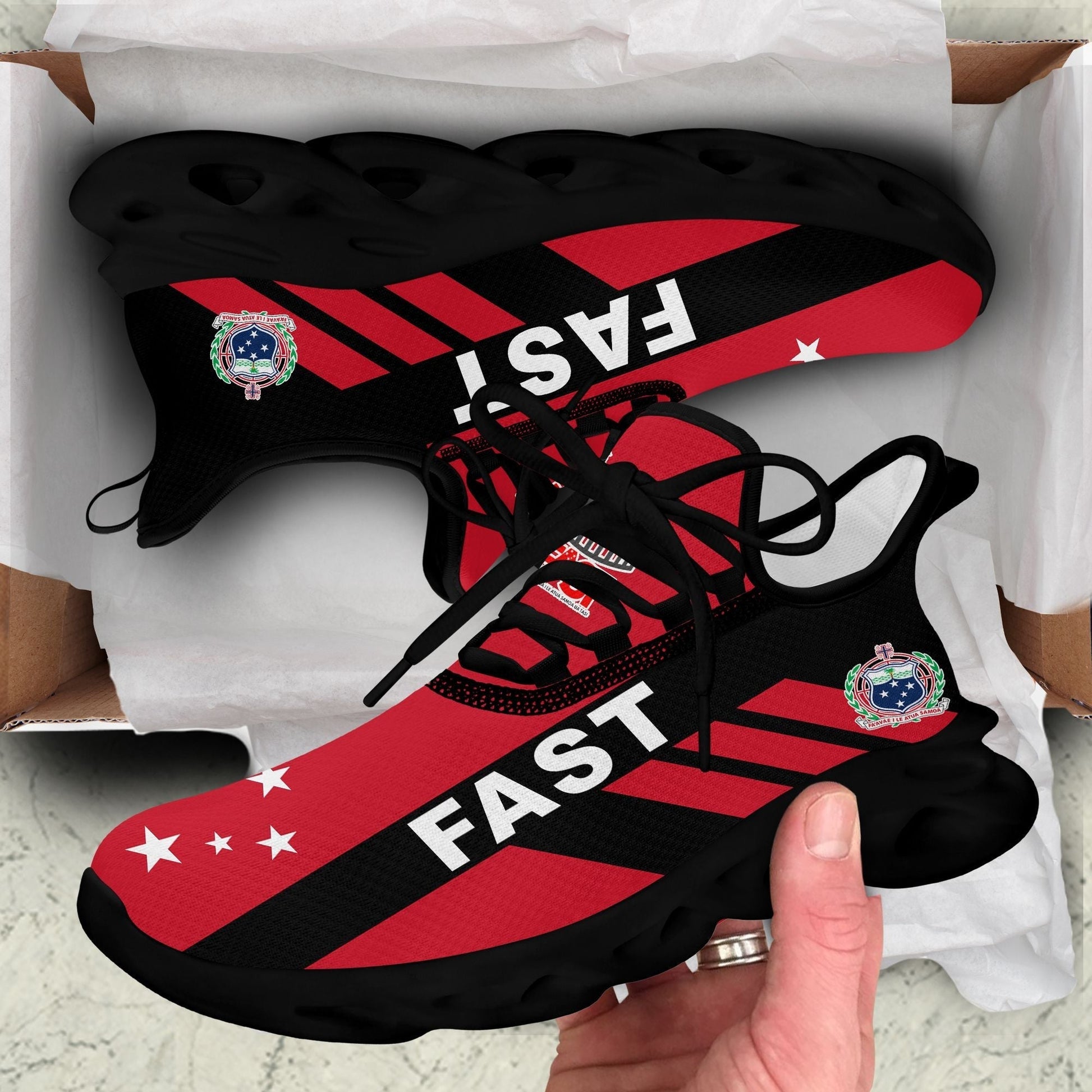 Polynesian Footwear FAST Party Samoa Flag Sport Clunky Sneakers LT10