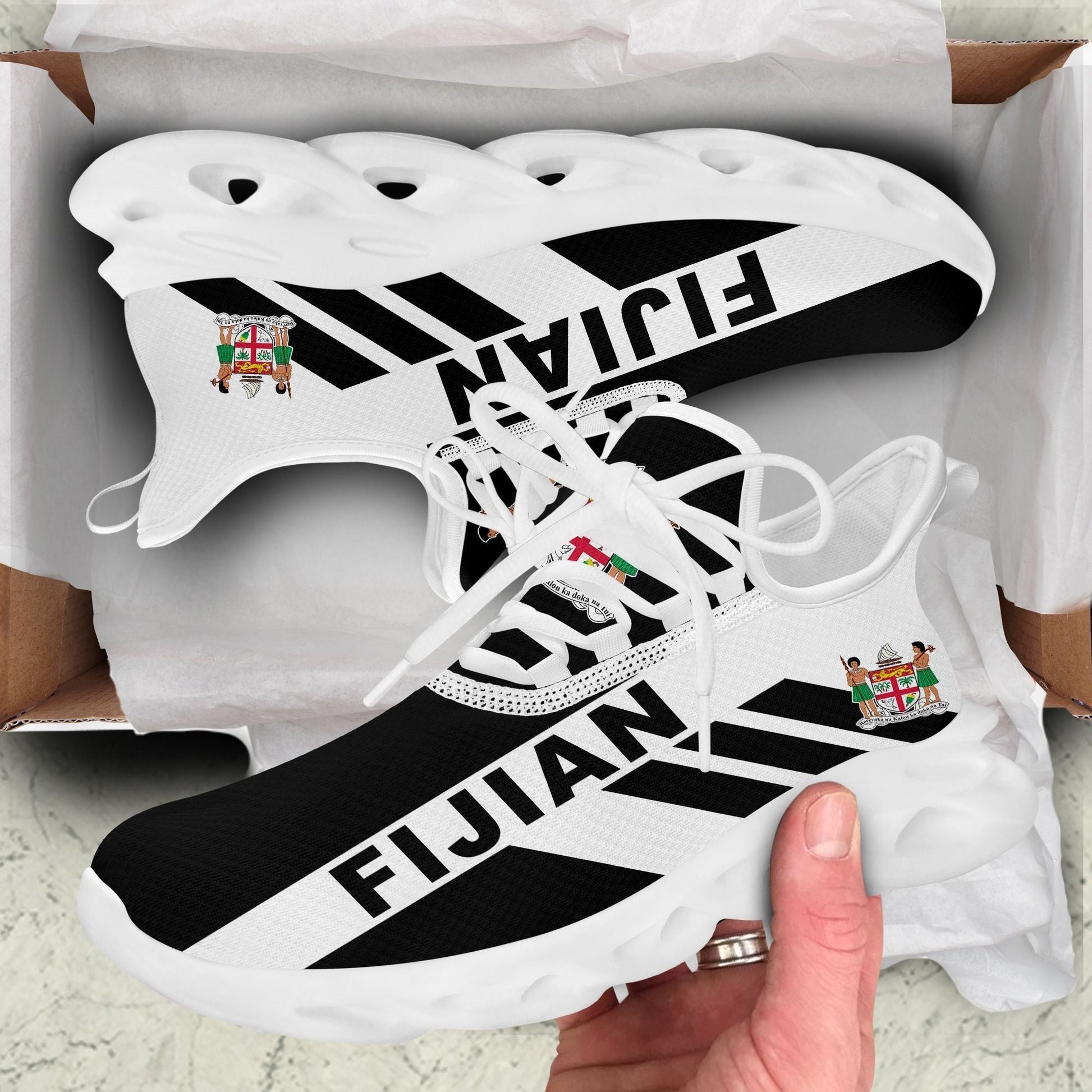 Polynesian Footwear Fiji Flag Sport Clunky Sneakers Black LT10