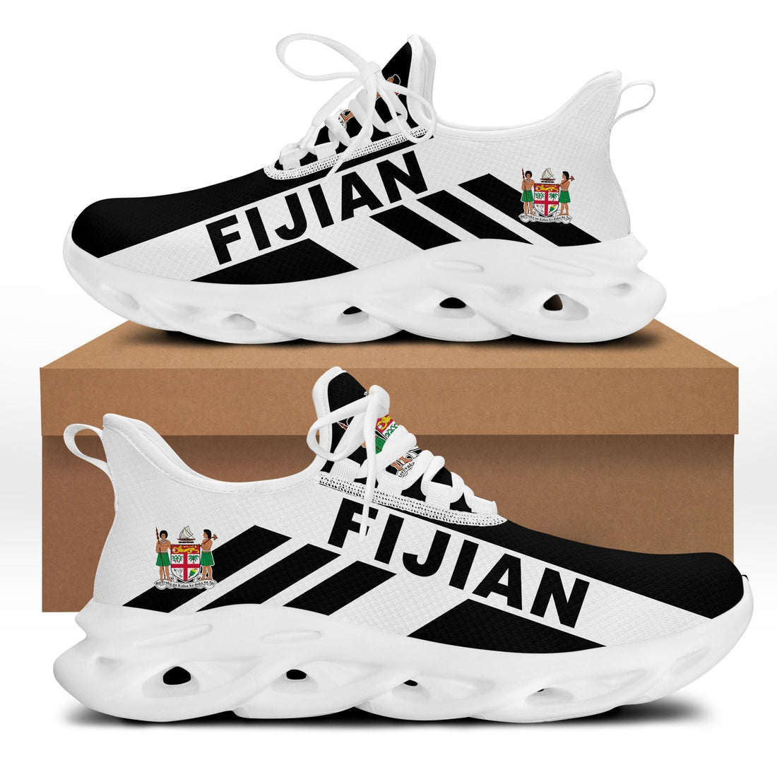 Polynesian Footwear Fiji Flag Sport Clunky Sneakers Black LT10