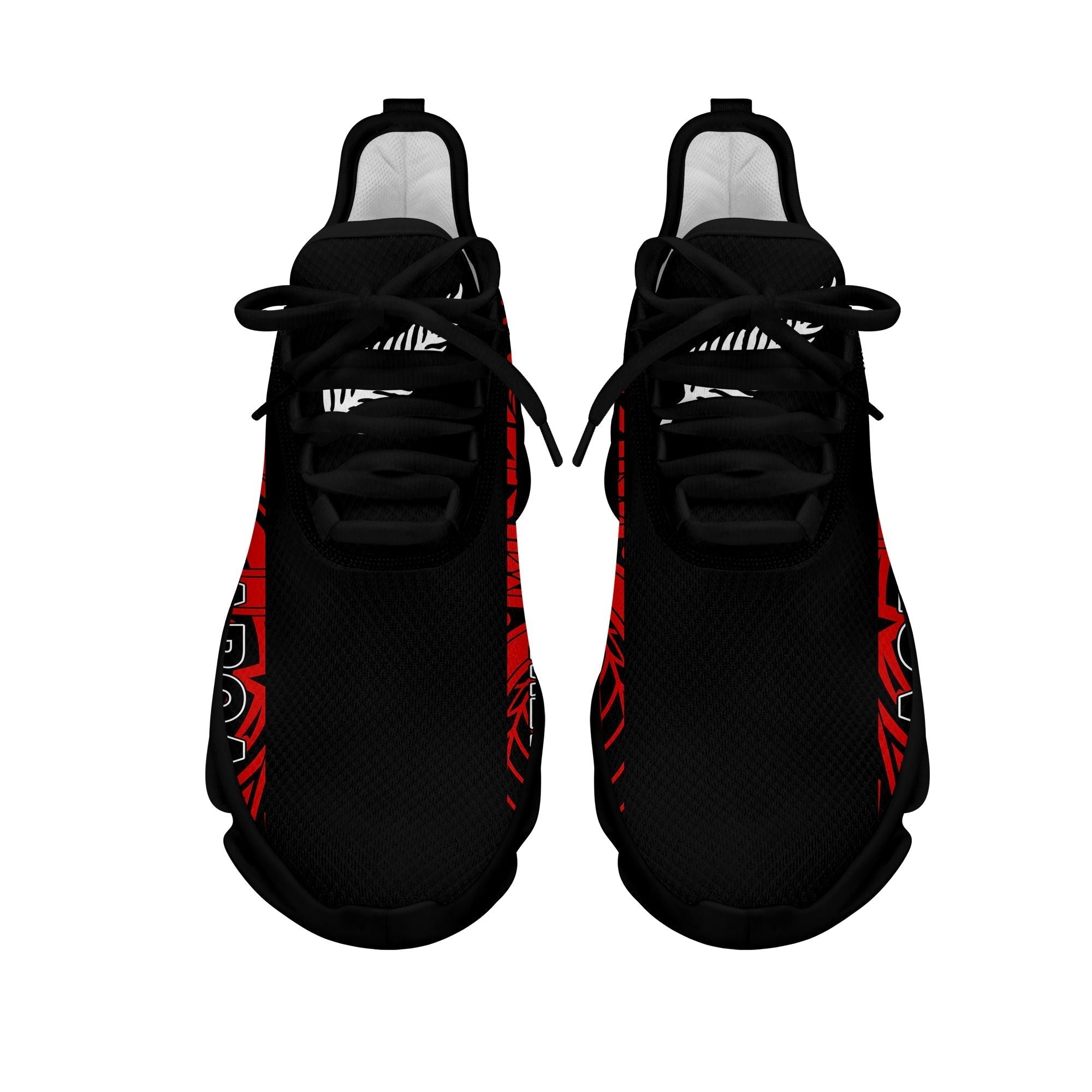 Polynesian Footwear New Zealand Flag Clunky Sneakers Black and Red LT10