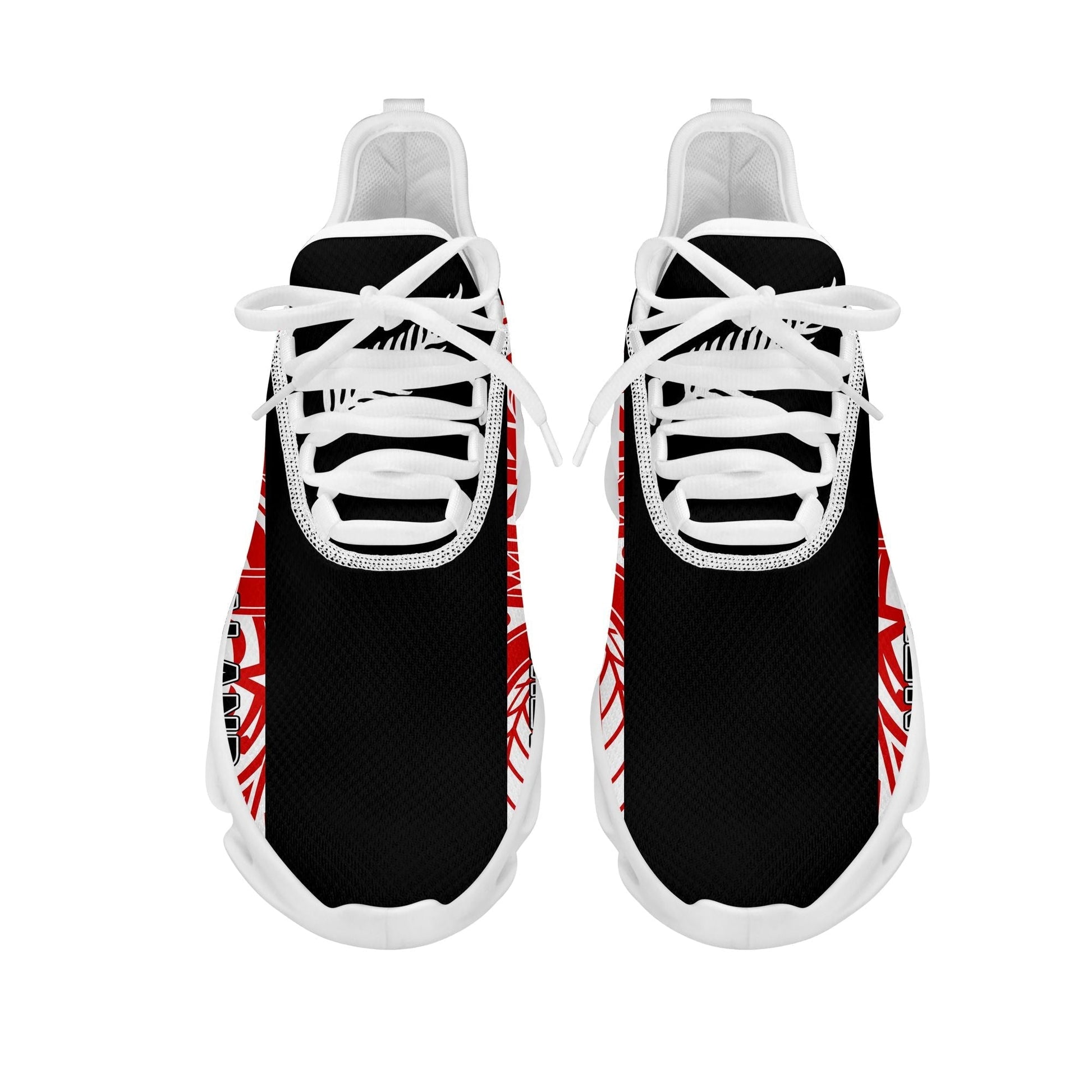 Polynesian Footwear New Zealand Flag Siver Fern Clunky Sneakers Black and Red LT10