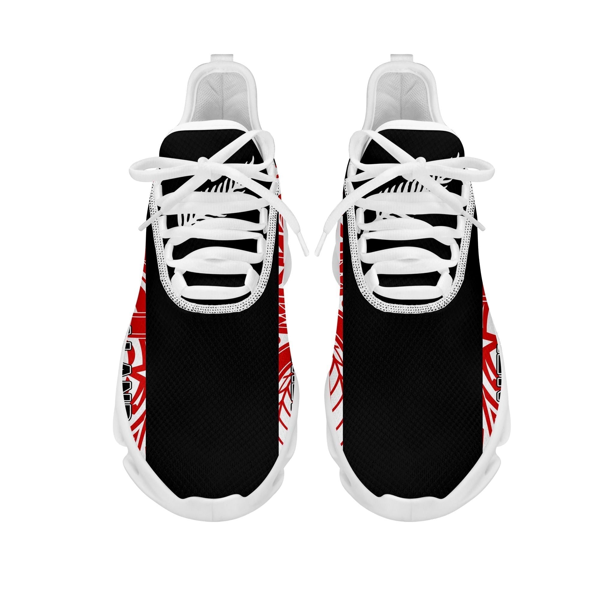 Polynesian Footwear New Zealand Flag Siver Fern Clunky Sneakers Black and Red LT10
