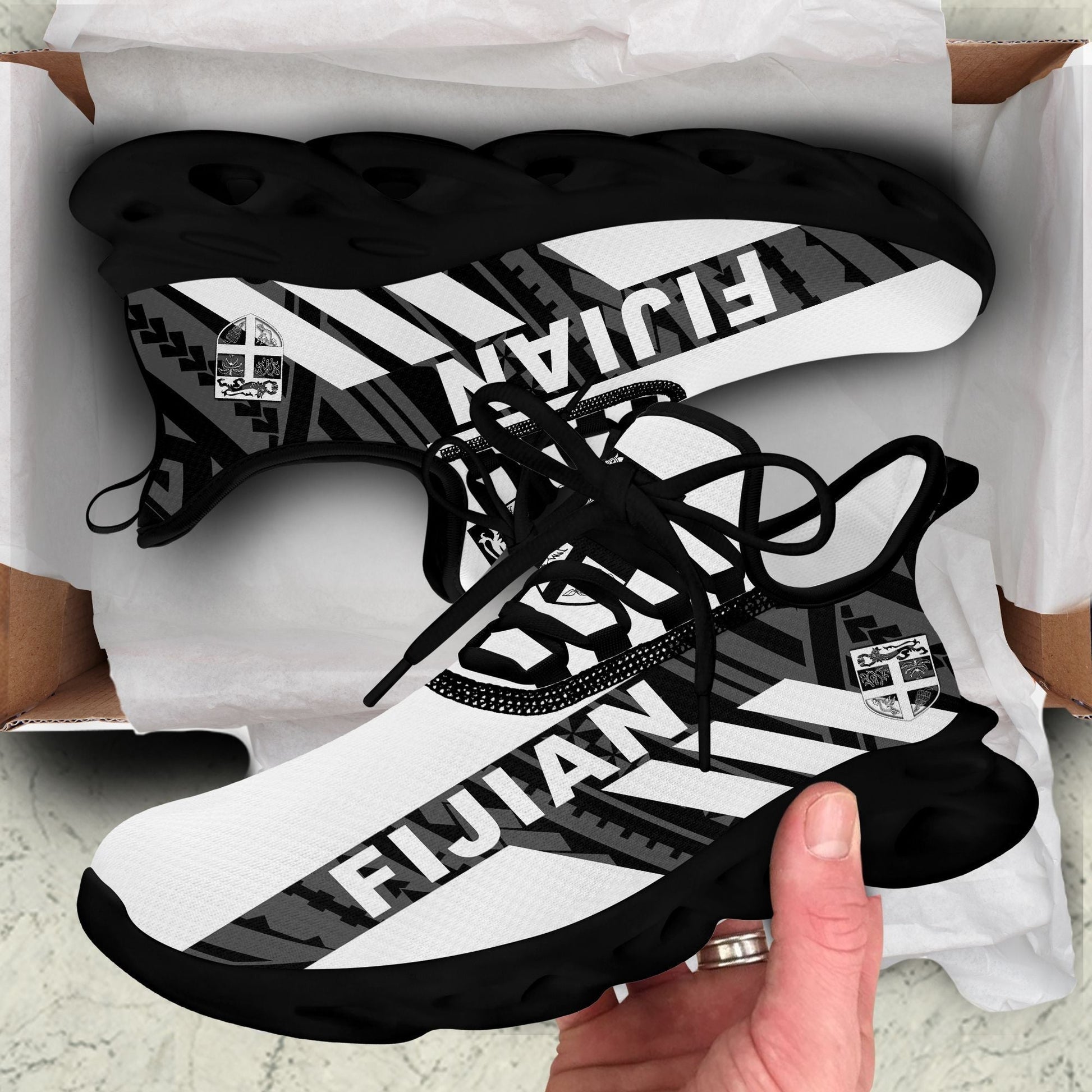 Polynesian Footwear Fiji Flag Sport Clunky Sneakers White LT10