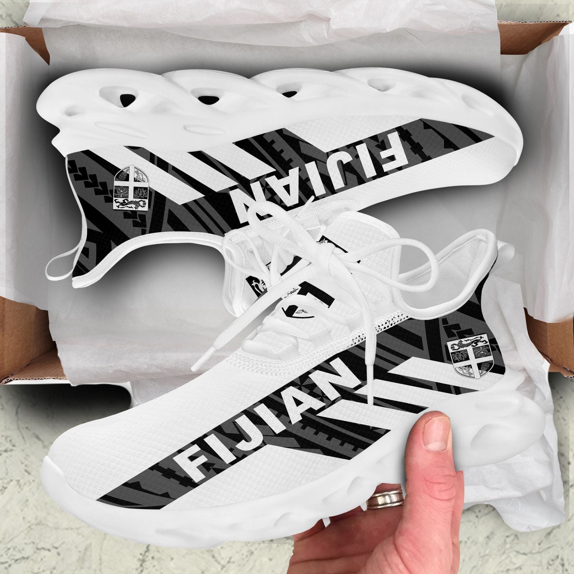 Polynesian Footwear Fiji Flag Sport Clunky Sneakers White LT10