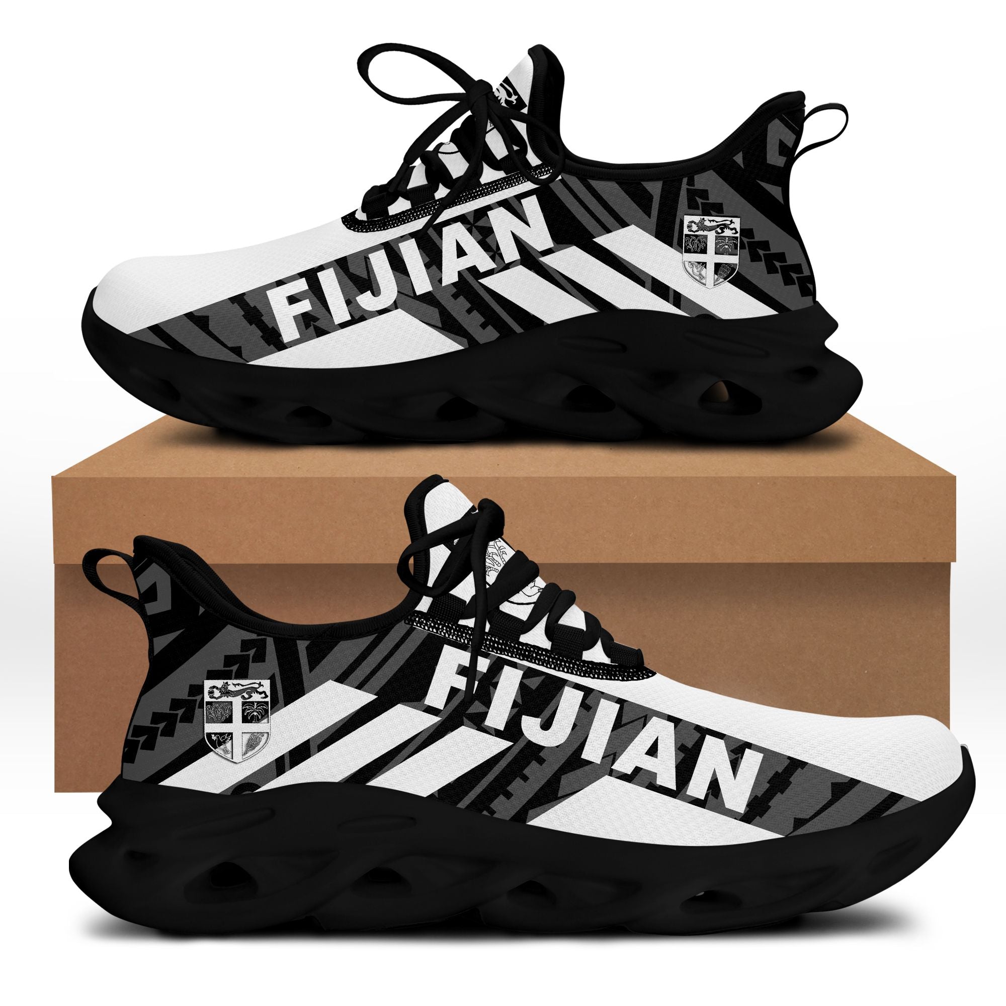Polynesian Footwear Fiji Flag Sport Clunky Sneakers White LT10