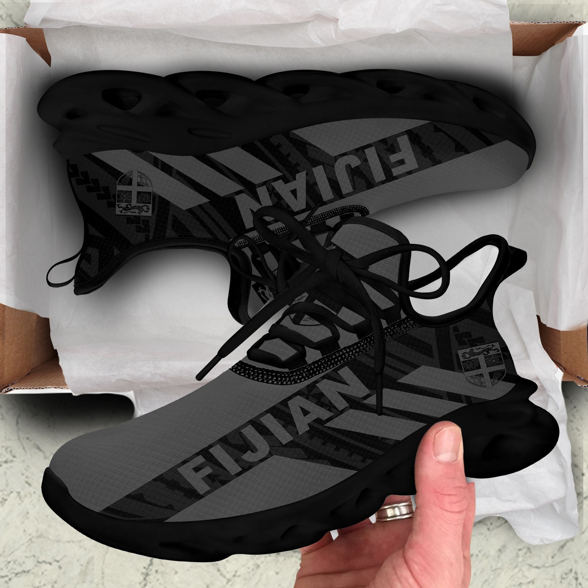 Polynesian Footwear Fiji Flag Sport Clunky Sneakers Gray LT10