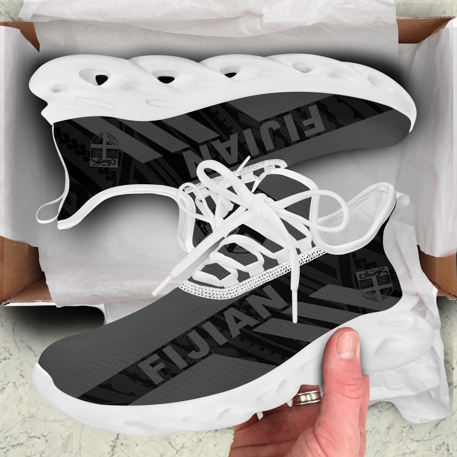 Polynesian Footwear Fiji Flag Sport Clunky Sneakers Gray LT10