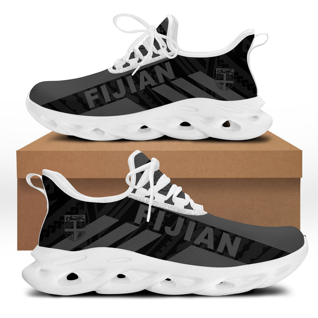 Polynesian Footwear Fiji Flag Sport Clunky Sneakers Gray LT10