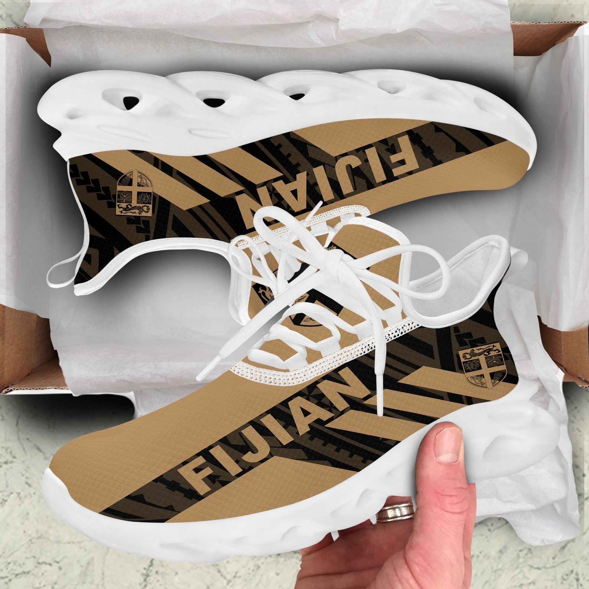 Polynesian Footwear Fiji Flag Sport Clunky Sneakers Gold LT10