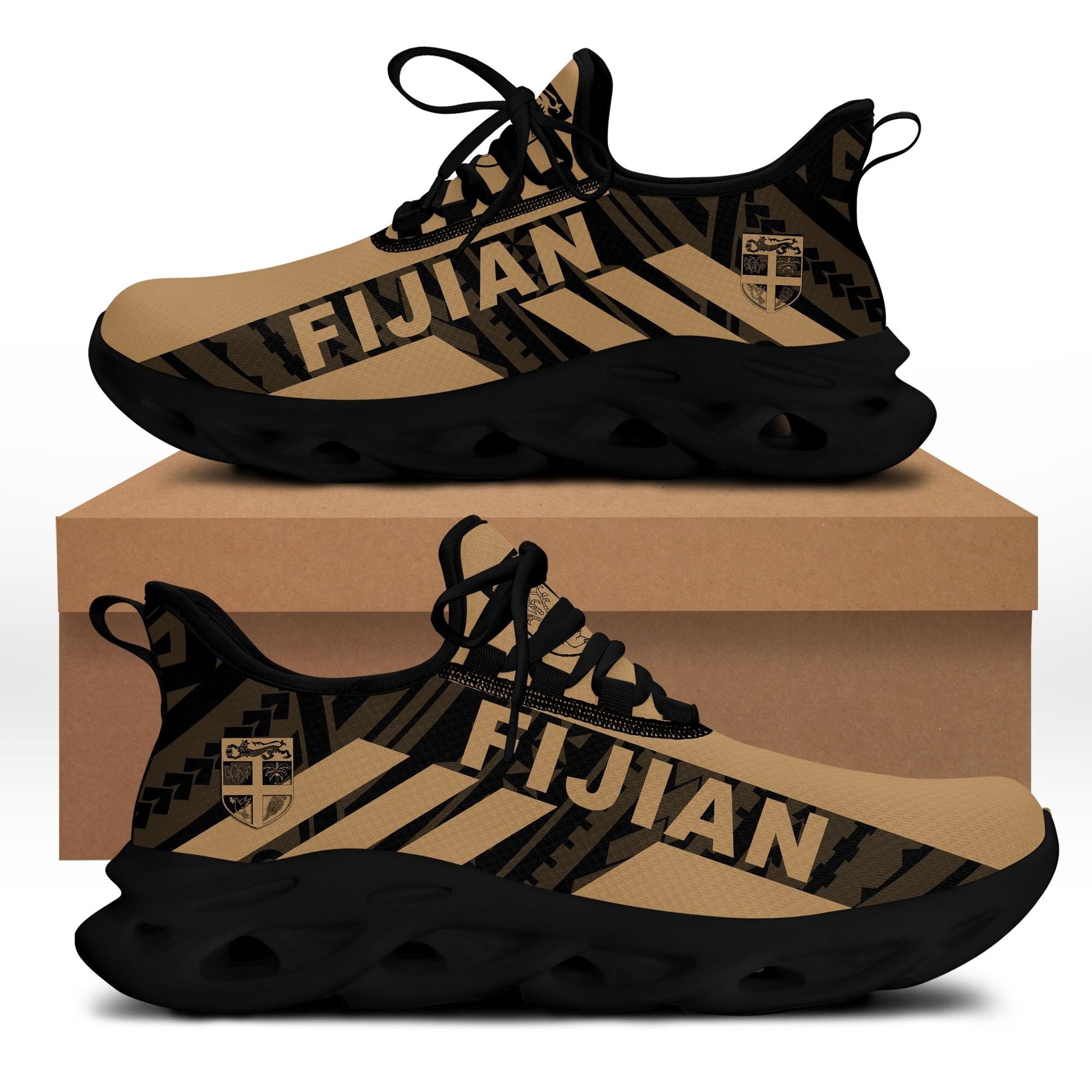 Polynesian Footwear Fiji Flag Sport Clunky Sneakers Gold LT10