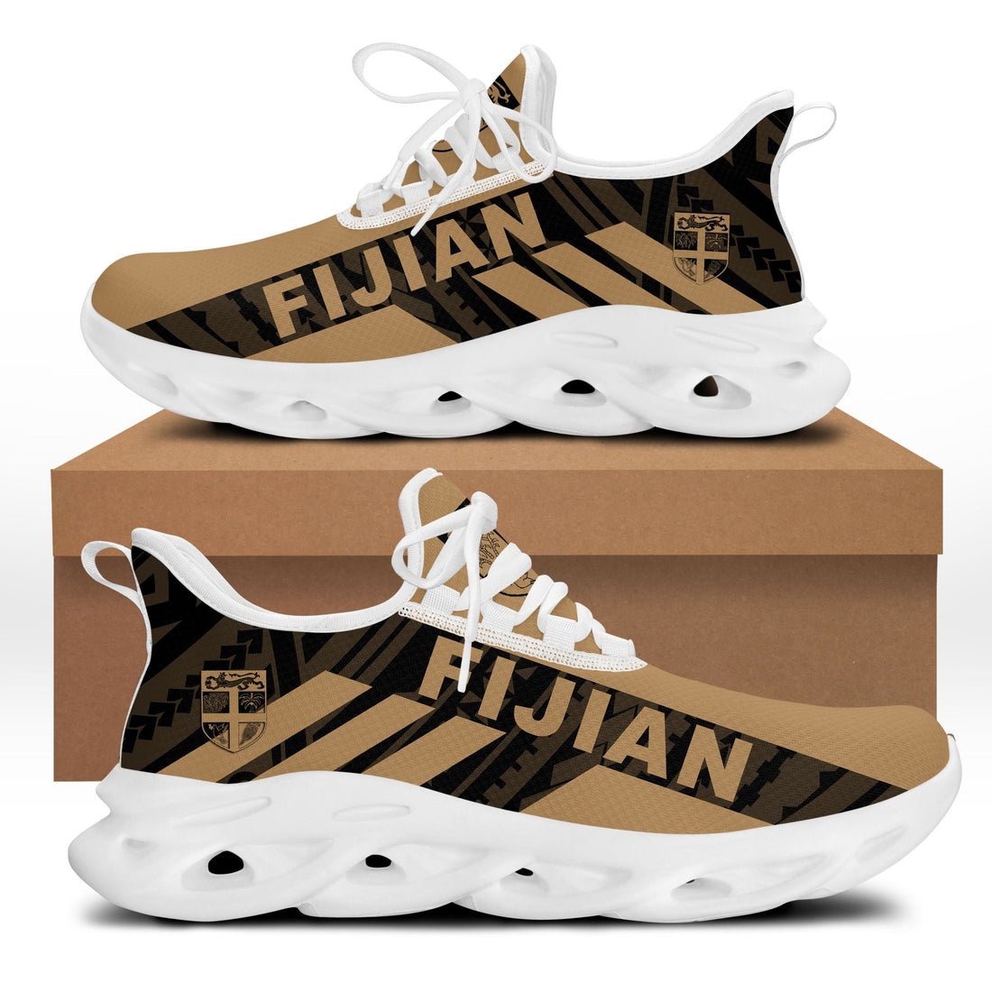 Polynesian Footwear Fiji Flag Sport Clunky Sneakers Gold LT10