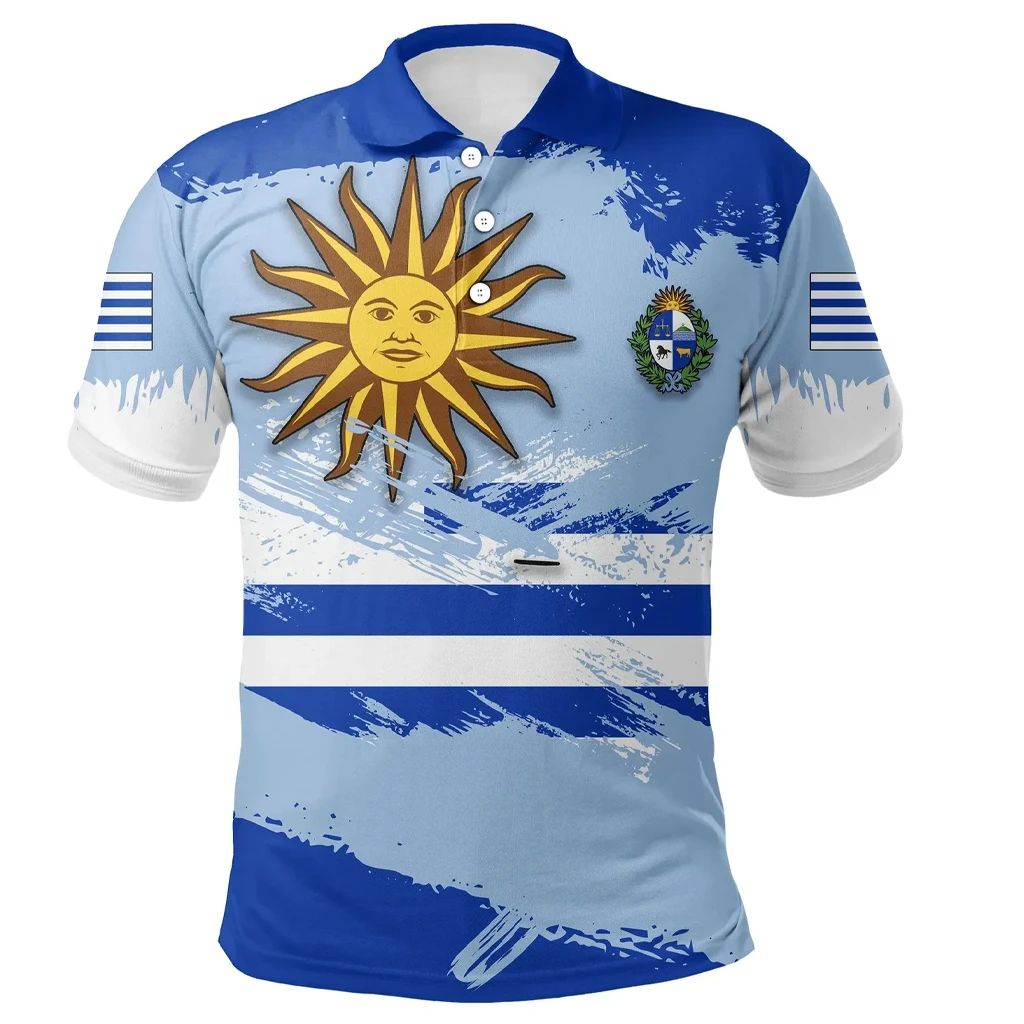 Uruguay Polo Shirt Flag Brush LT13