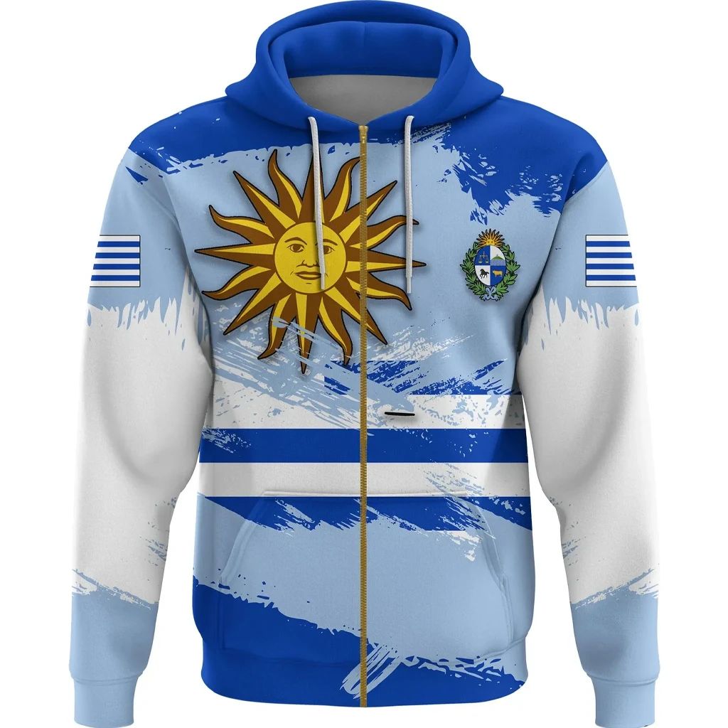 Uruguay Zip Hoodie Flag Brush LT13