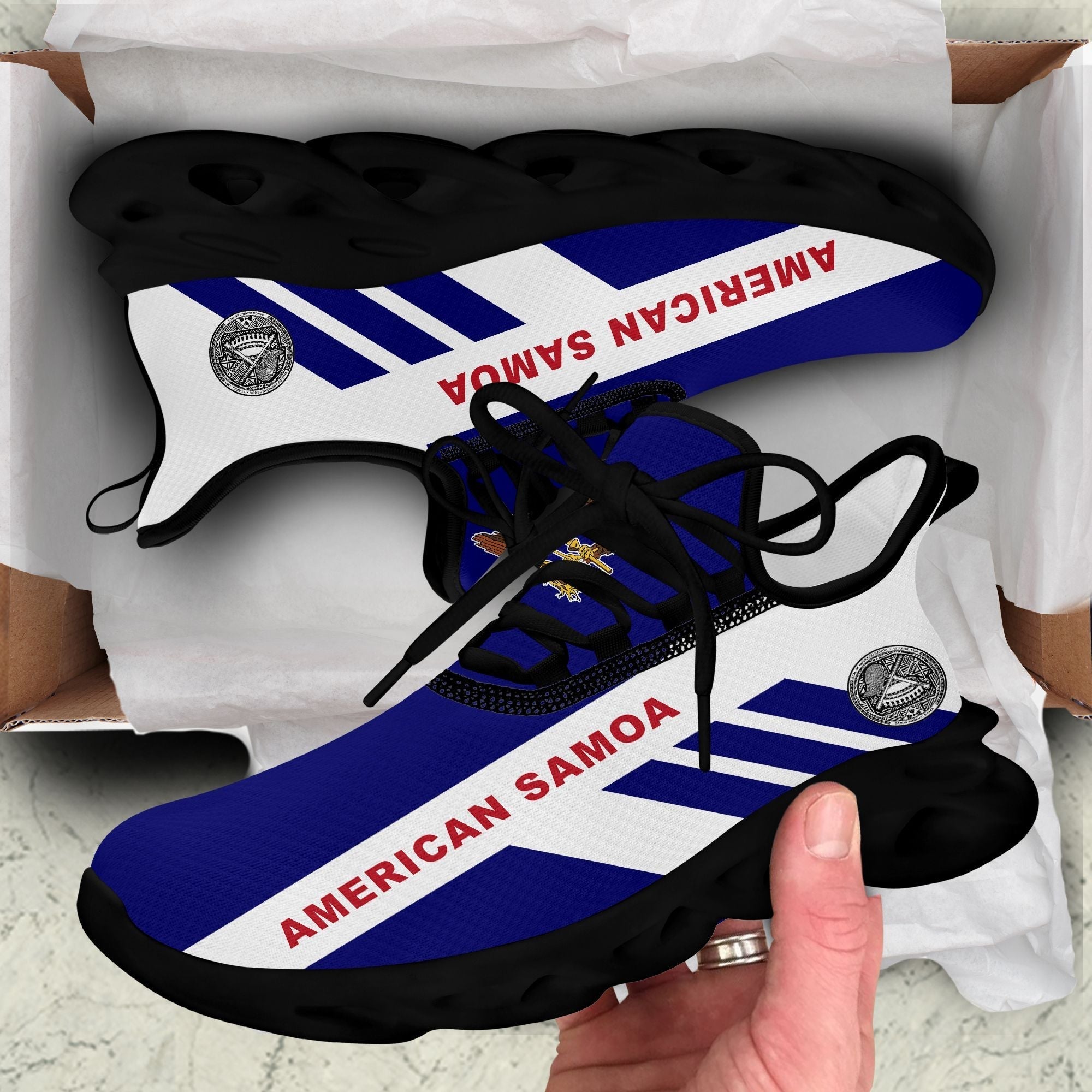 Polynesian Footwear American Samoa Flag Sport Clunky Sneakers LT10