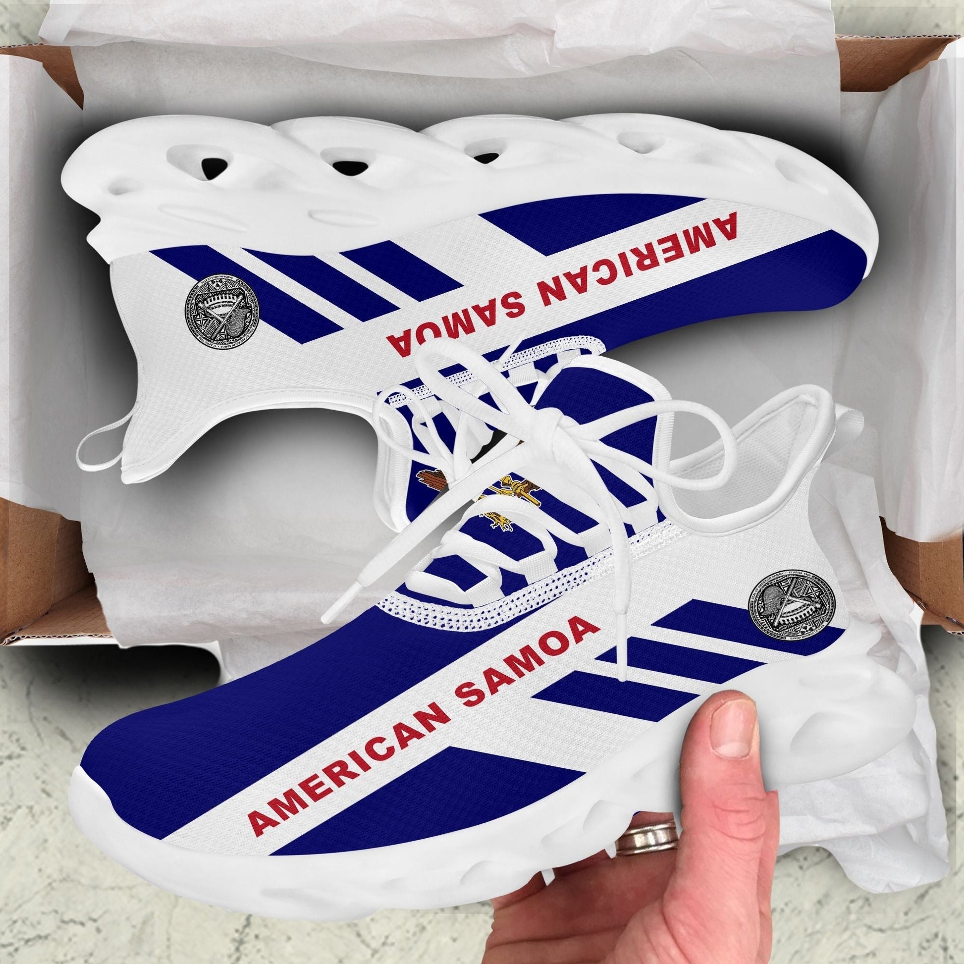 Polynesian Footwear American Samoa Flag Sport Clunky Sneakers LT10