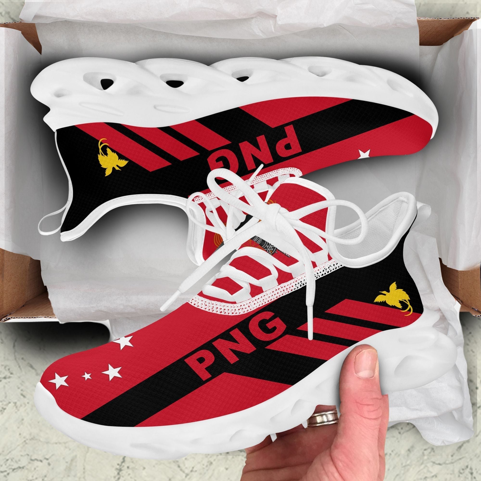 Polynesian Footwear Papua New Guinea Flag Sport Clunky Sneakers LT10